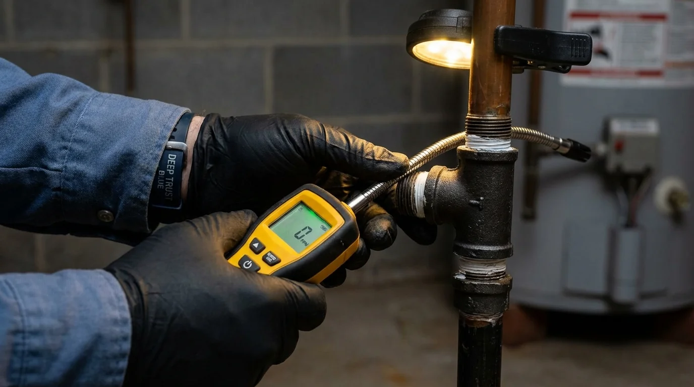 Gas leak detection with electronic sniffer by Johns Plumbing LLC in Tulia