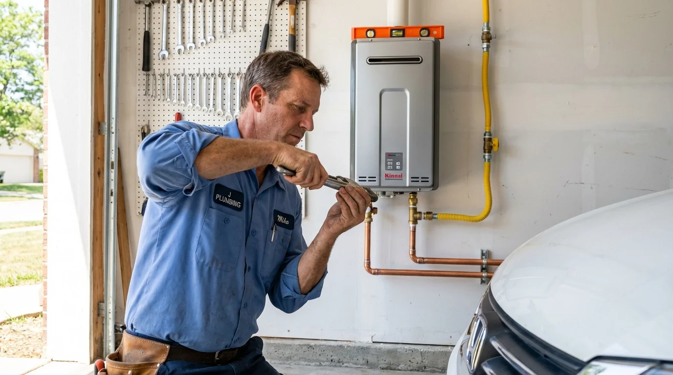 Tankless water heater installation by a Johns Plumbing LLC plumber in Tulia